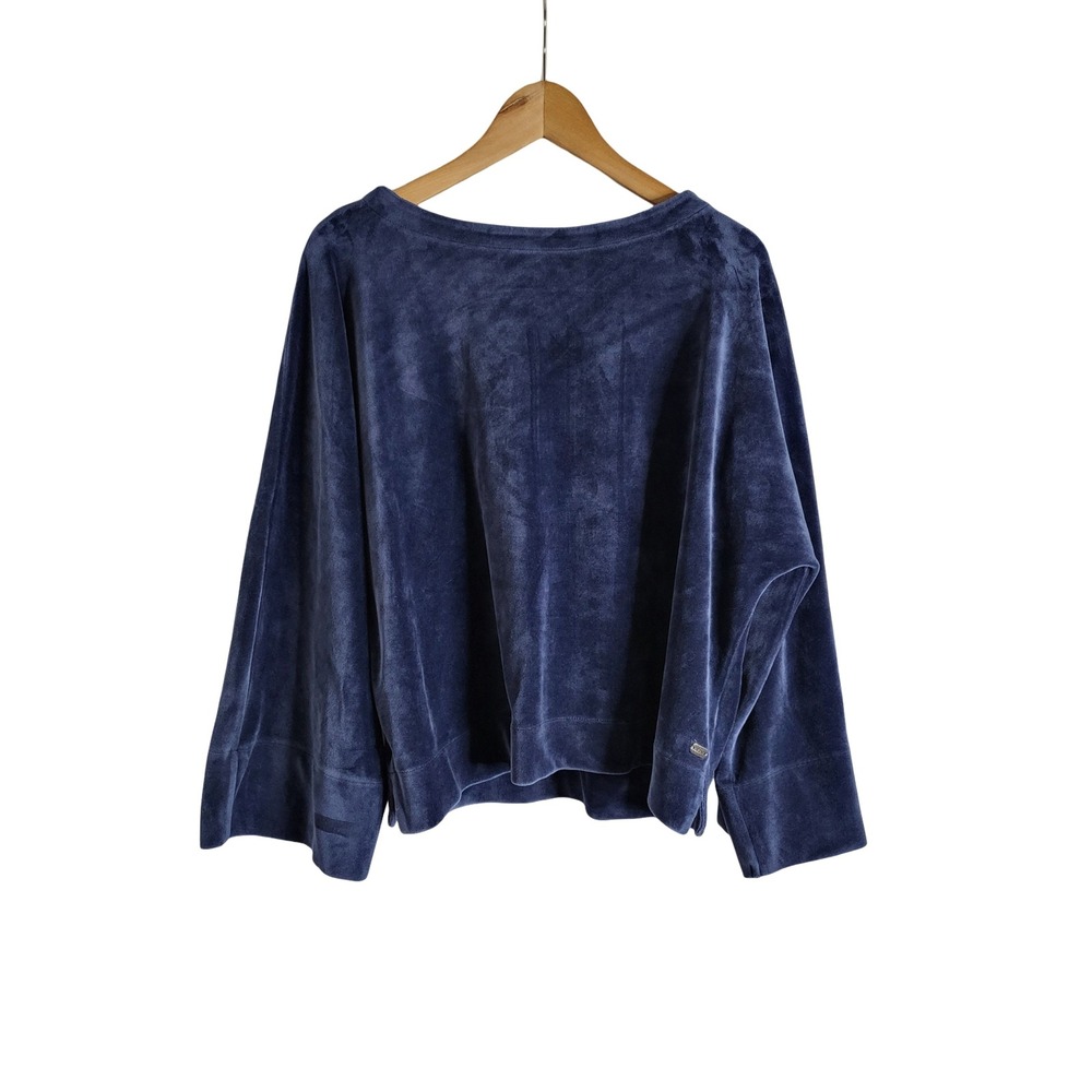 DKNY Navy Blue Velour Pullover Sweatshirt